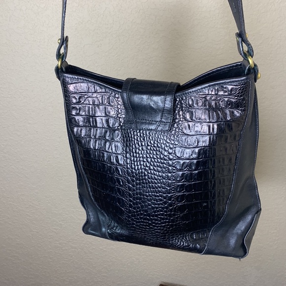 Vintage Brahmin Croc Embossed black leather bag - Picture 4 of 12